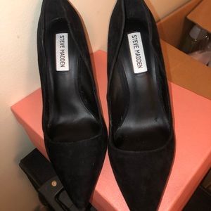 Black suede high heels